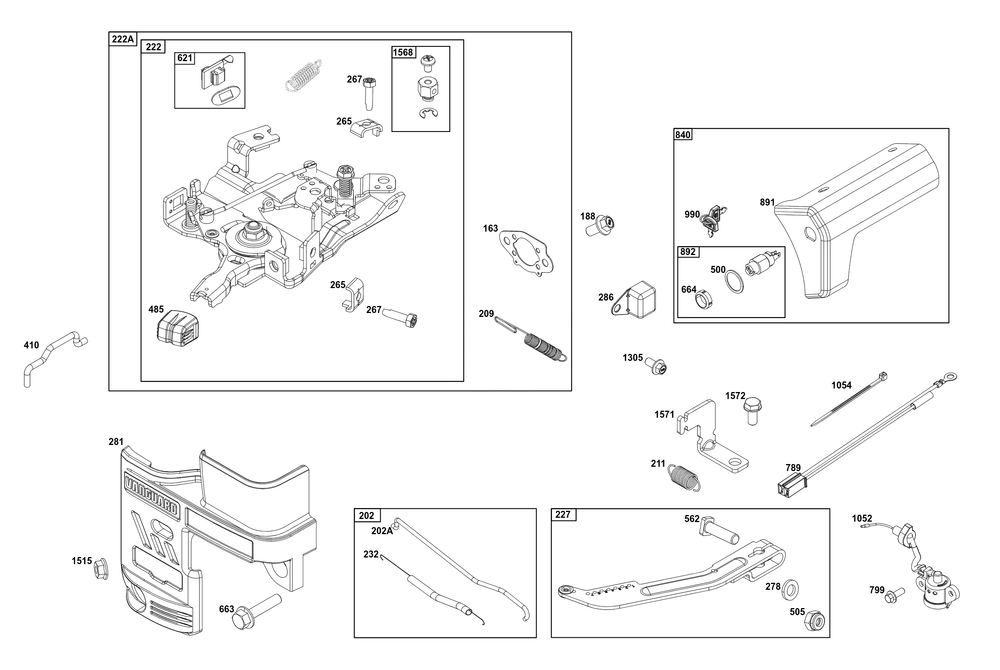 Controls Group Diagram and Parts List for 12V337-0131-F1 100000 - 19Z999 Briggs and Stratton Engine